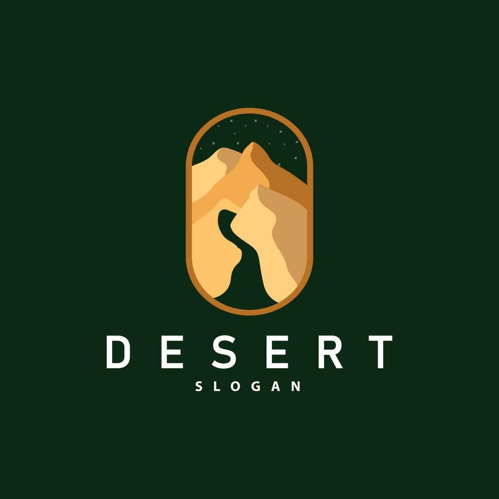 Vector illustration landscape desert logo design with desert hills sand simple