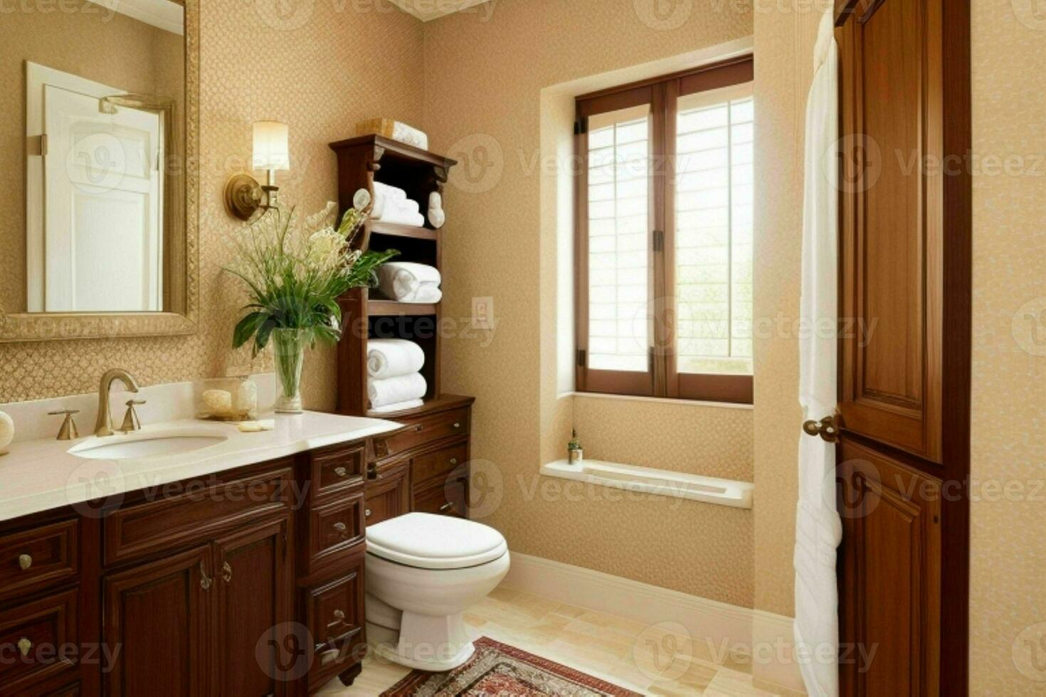 AI generated Traditional Style Bathroom. Pro Photo
