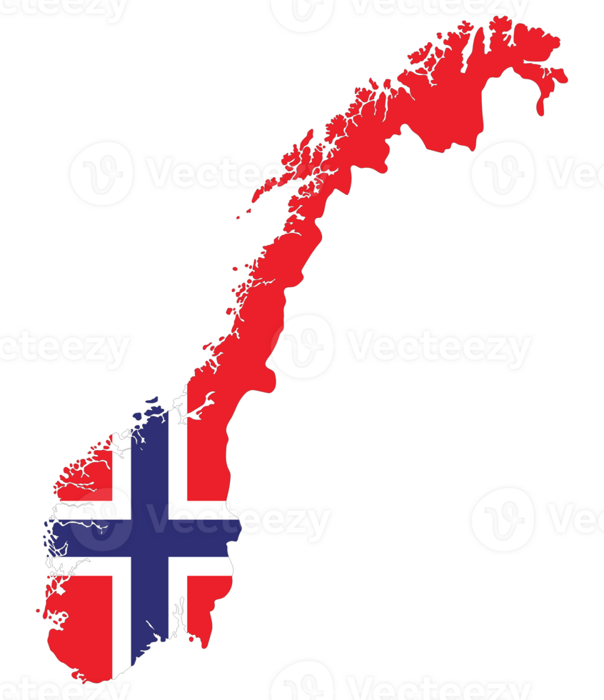 Norway map. Map of Norway with Norway flag. png