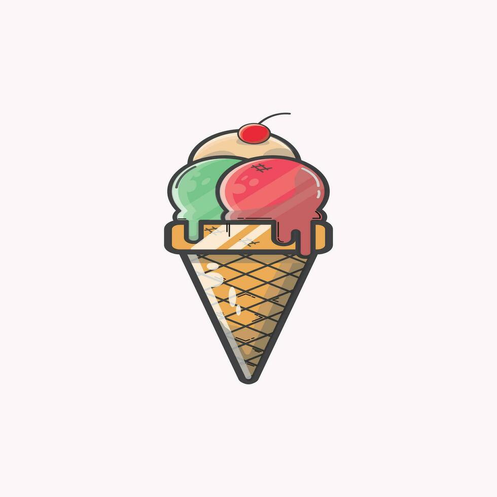sweet and cold ice cream vector