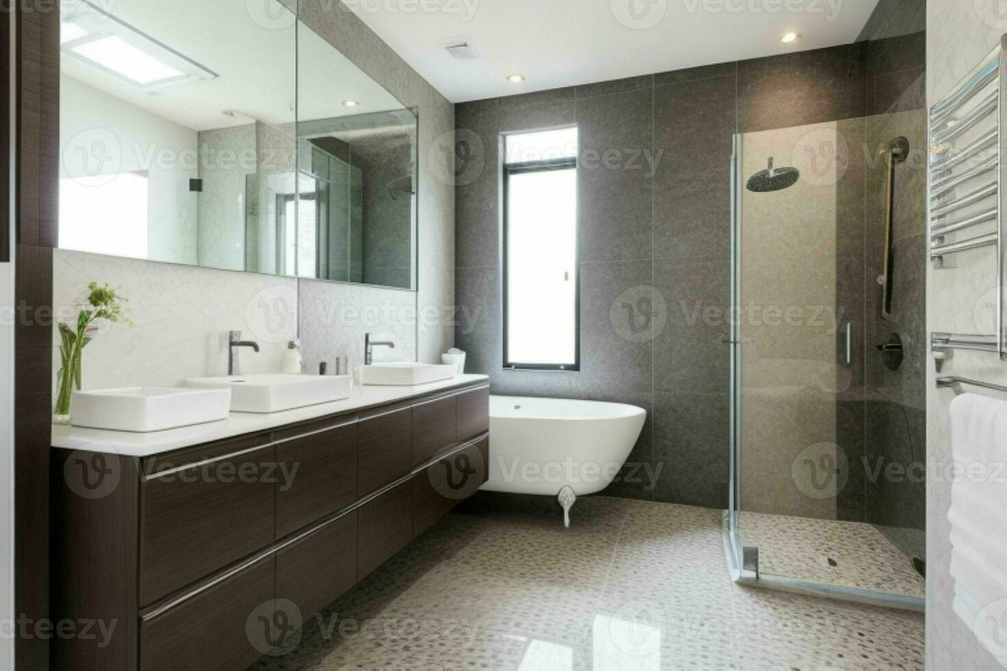 AI generated Contemporary Style Bathroom. Pro Photo