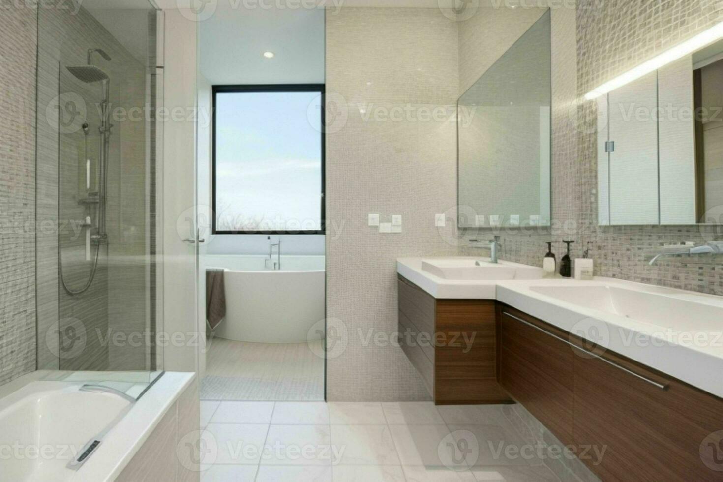 AI generated Contemporary Style Bathroom. Pro Photo
