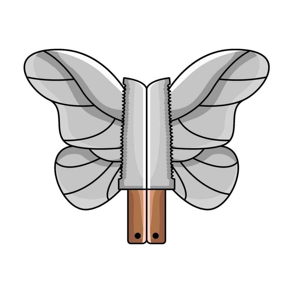 knife with butterfly illustration vector