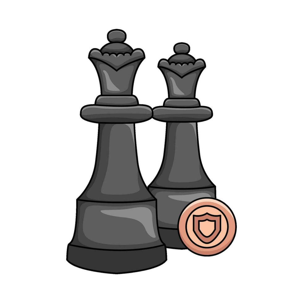 chess queen with shield illustration vector