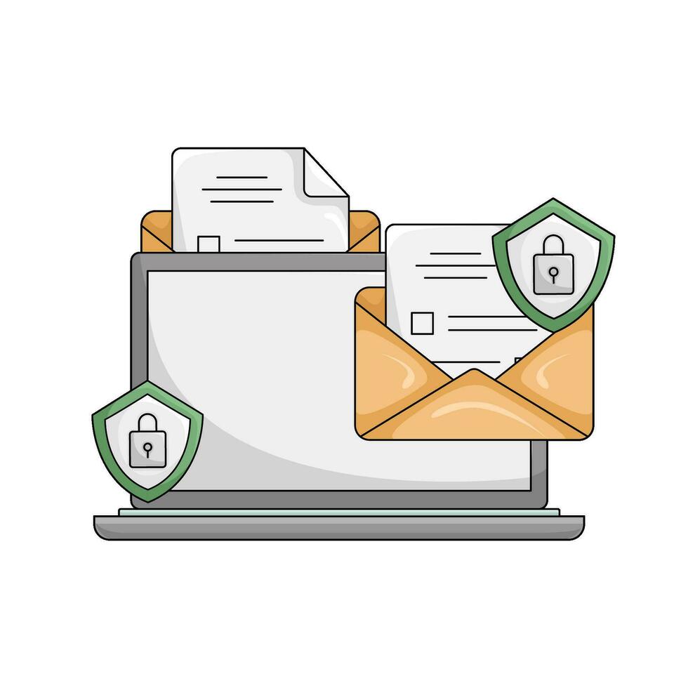 mail, protection with laptop illustration vector