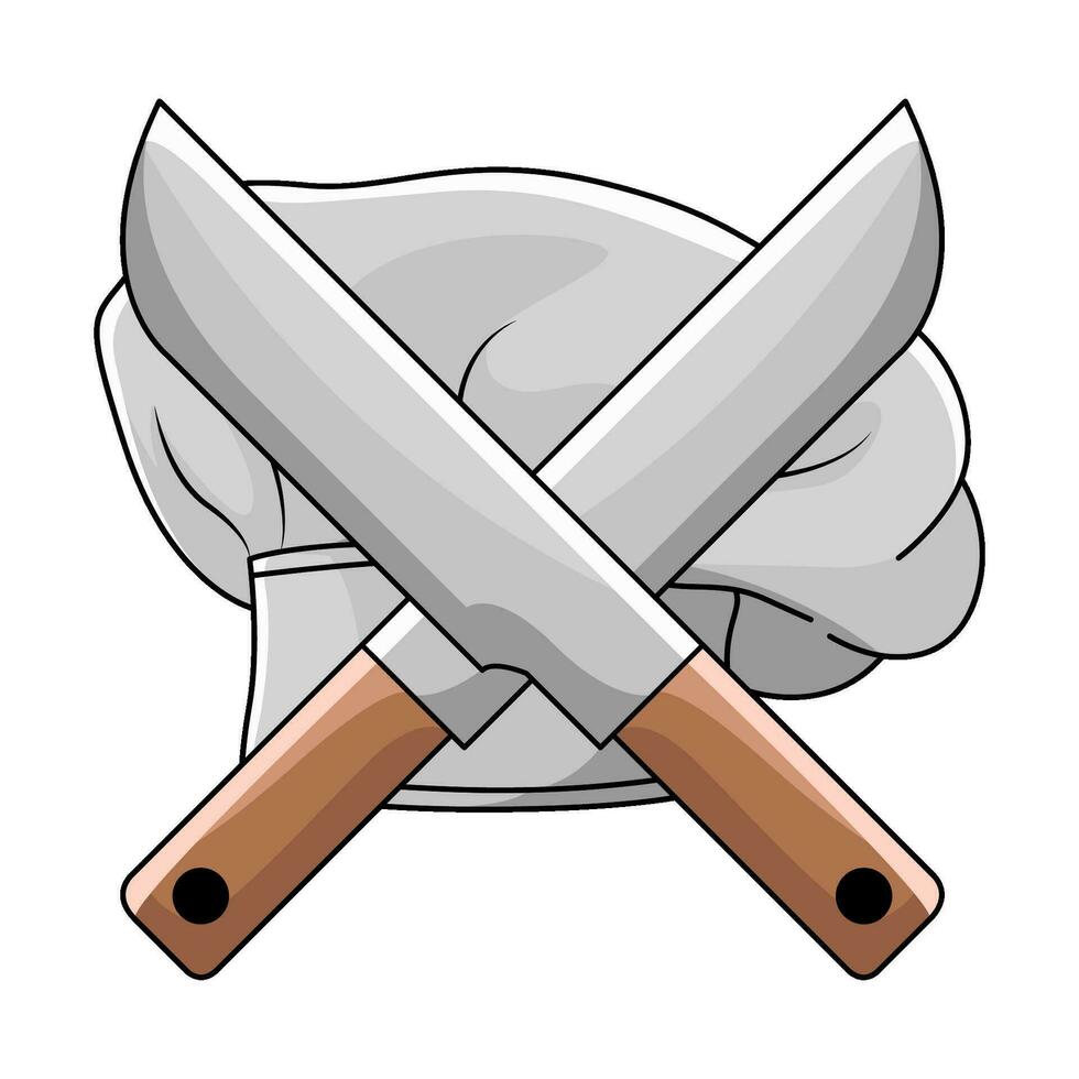 knife with hat chef illustration vector