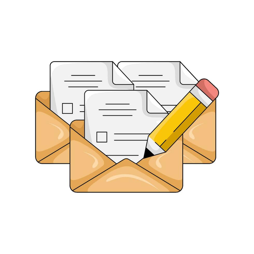 correo con lápiz ilustración vector