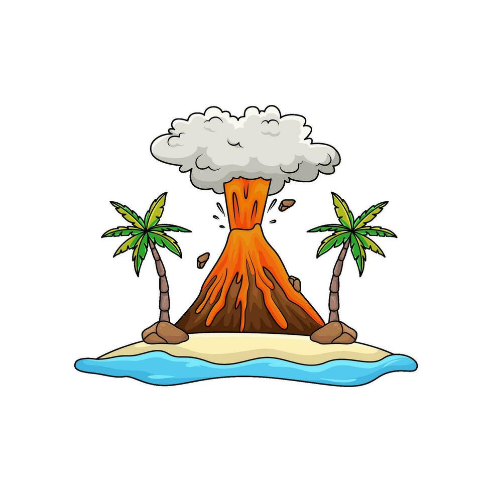 eruption in beach illustration vector