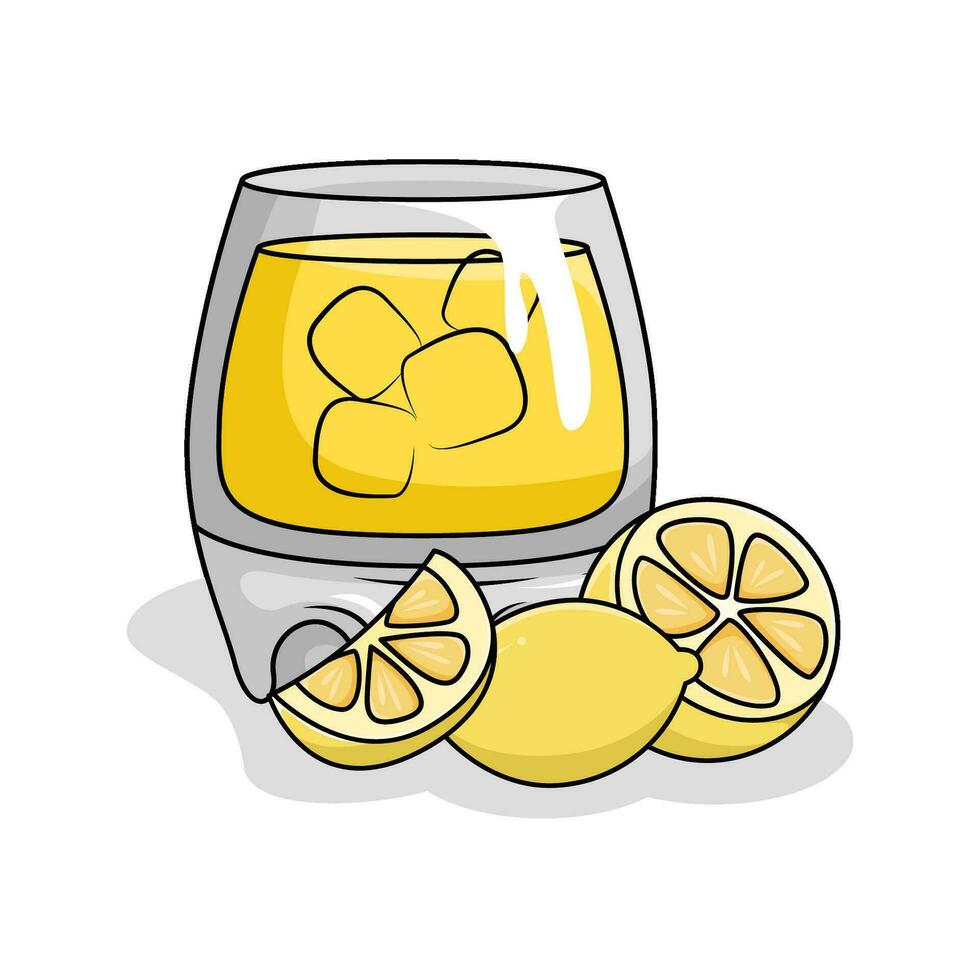 lemon juice with lemon fruit illustration vector