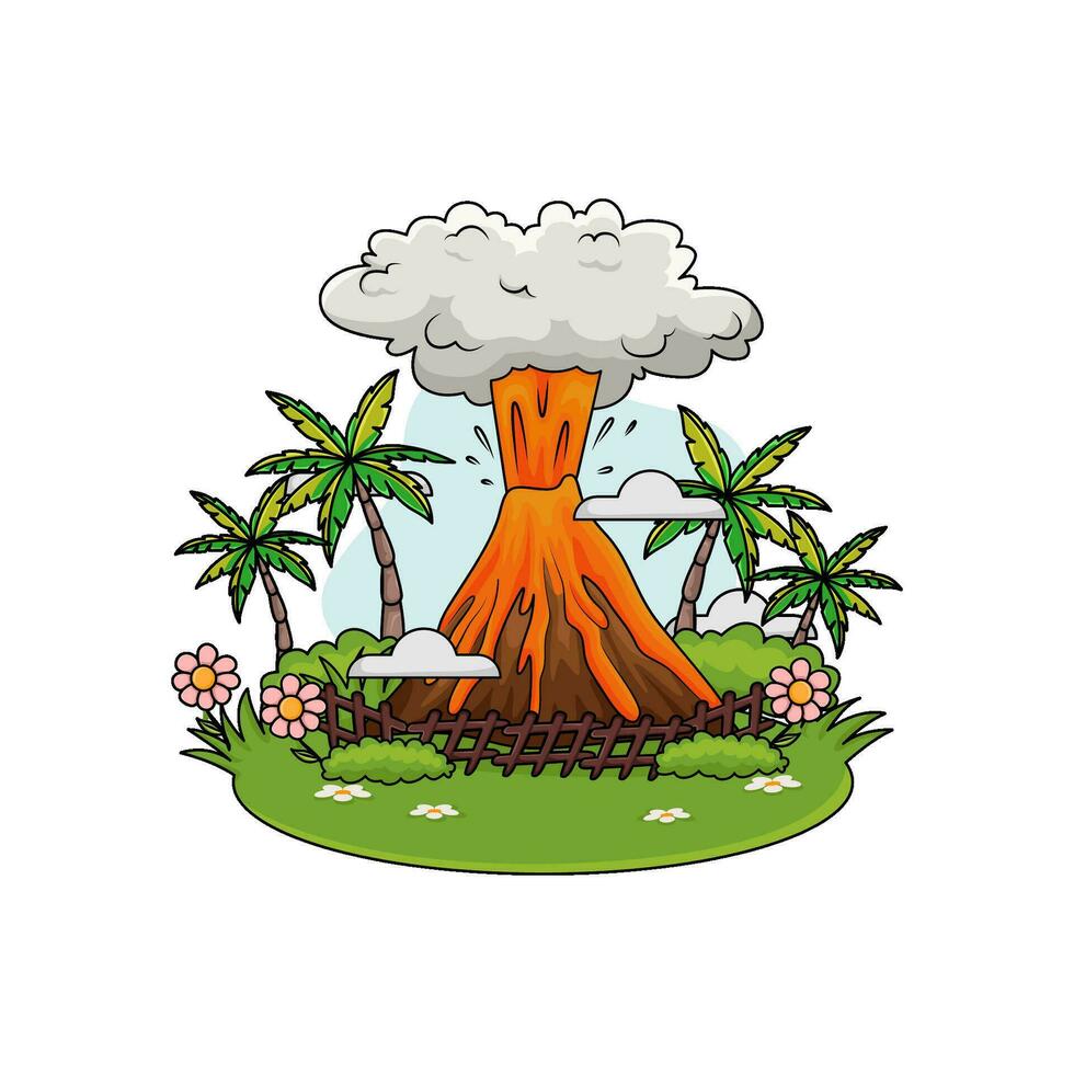 erupción en bosque ilustración vector