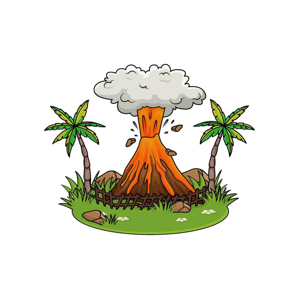 eruption in forest illustration vector