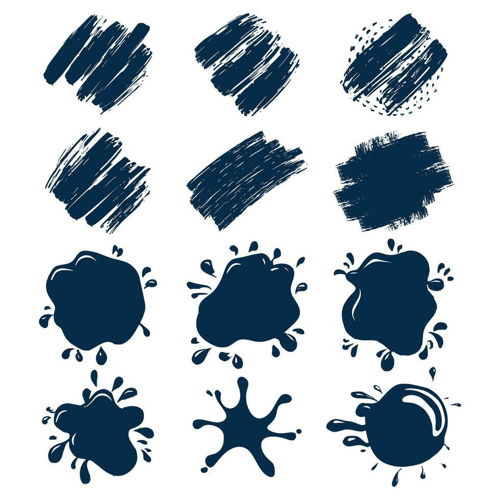 Blue color Splash strokes set vector