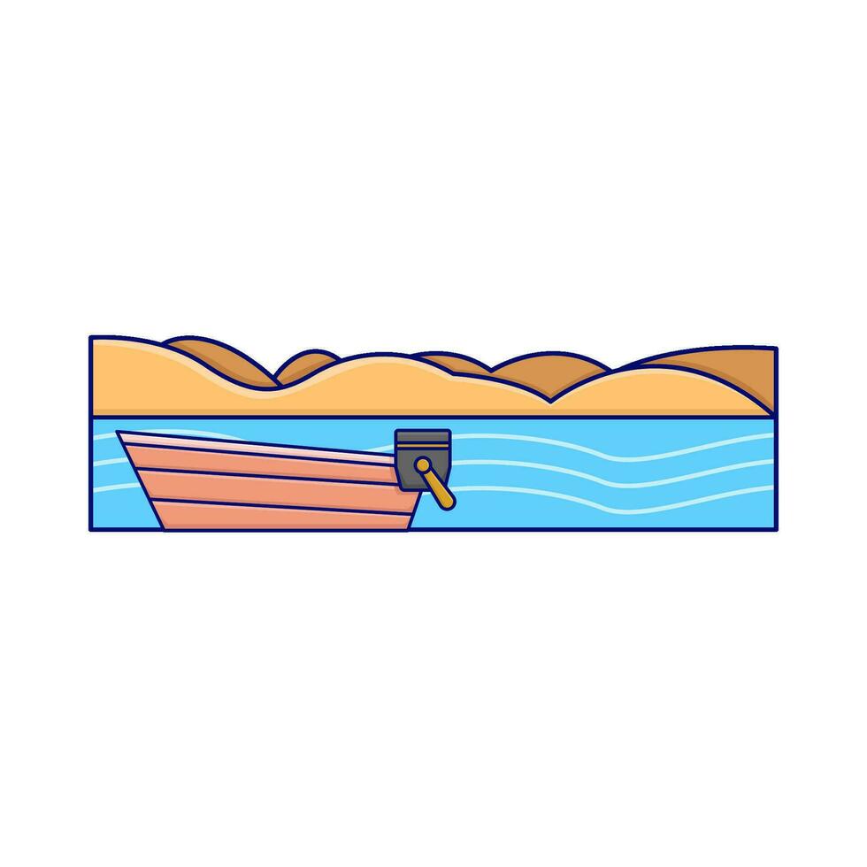 boat in beach illustration vector