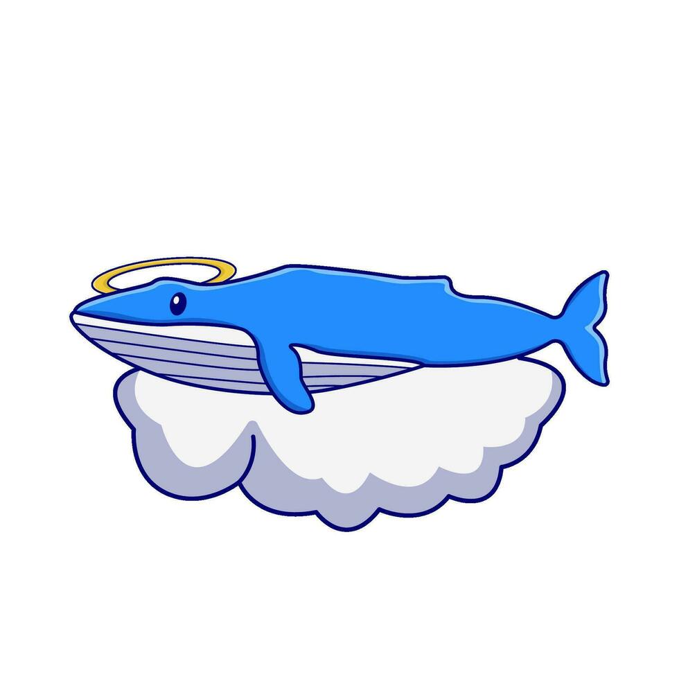 ballena ángel en nube ilustración vector