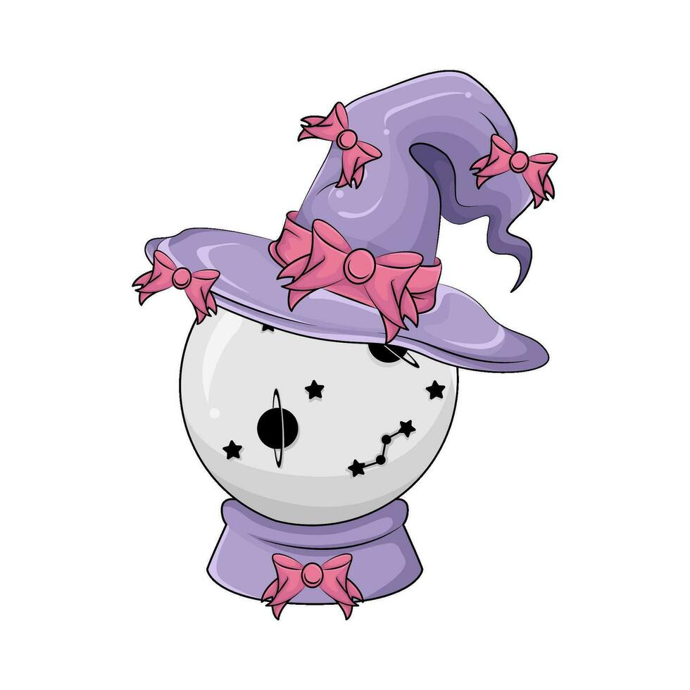 hat witch in snowball illustration vector