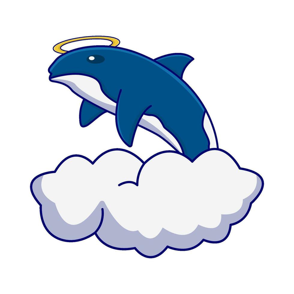 ballena ángel en nube ilustración vector