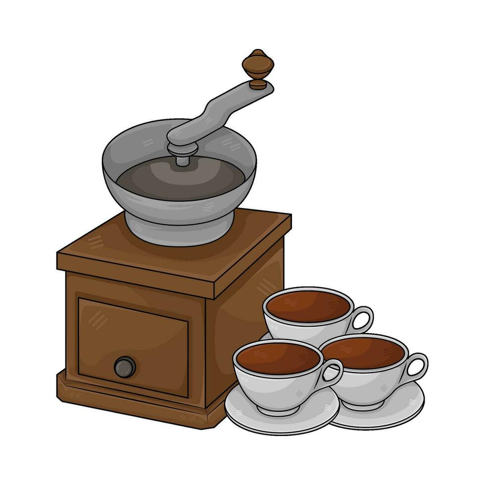 amoladora con café bebida ilustración vector