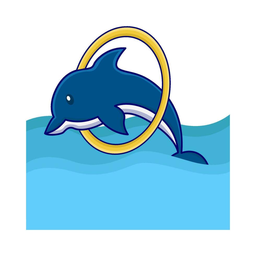whale playing holahoop in swimming pool illustration vector