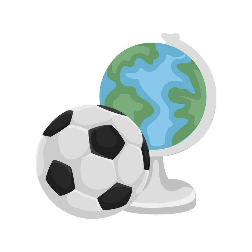 globe with soccer ball illustration vector