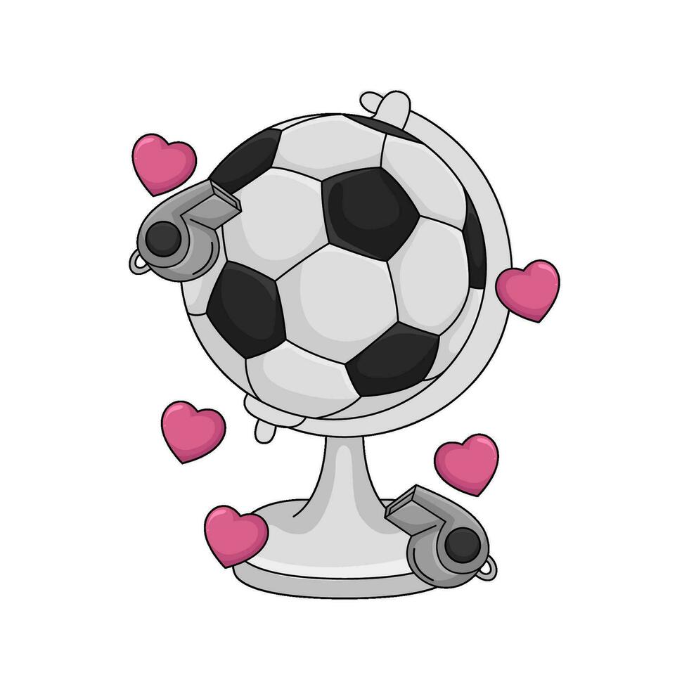 globo fútbol pelota, silbar con amor ilustración vector