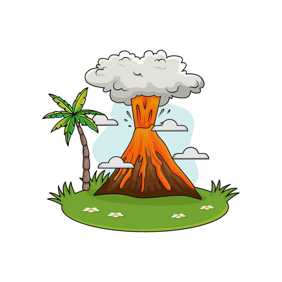 eruption in forest illustration vector