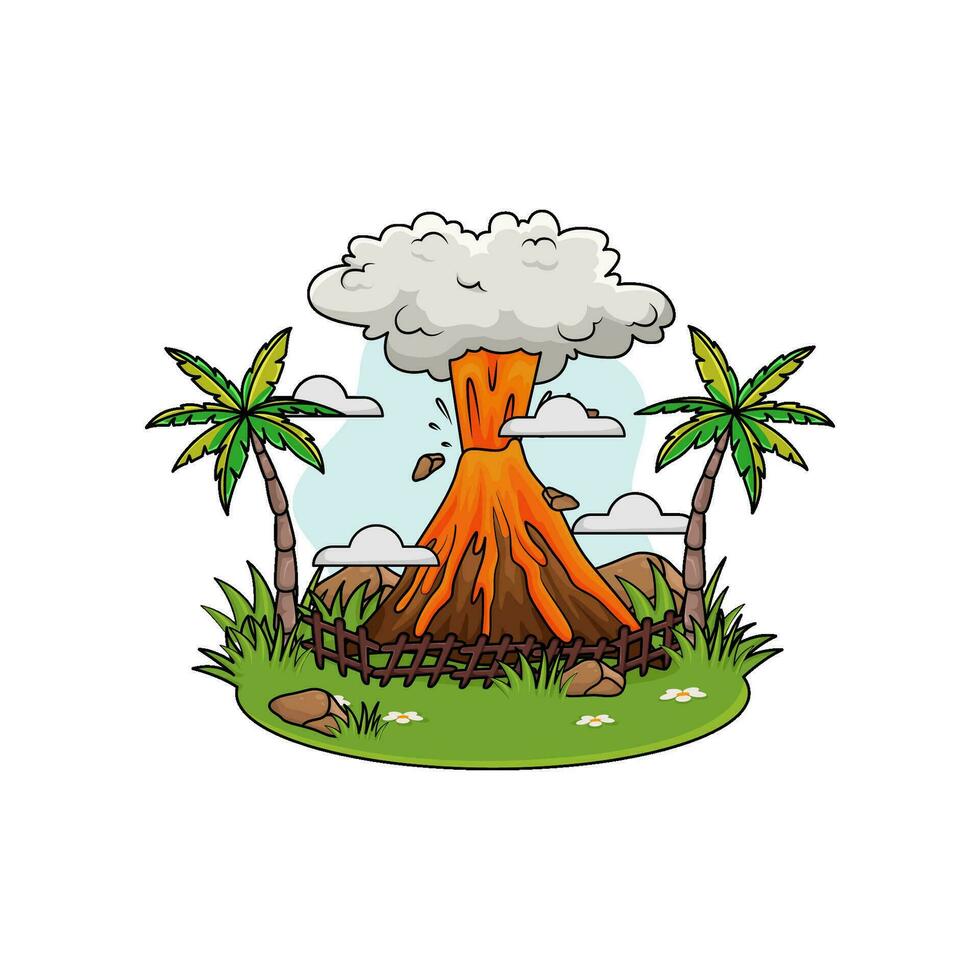 erupción en bosque ilustración vector