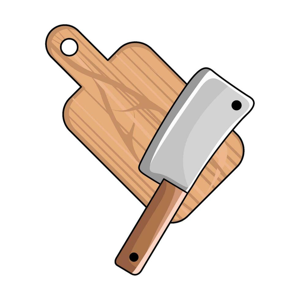 butcher knife  in cutting board illustration vector