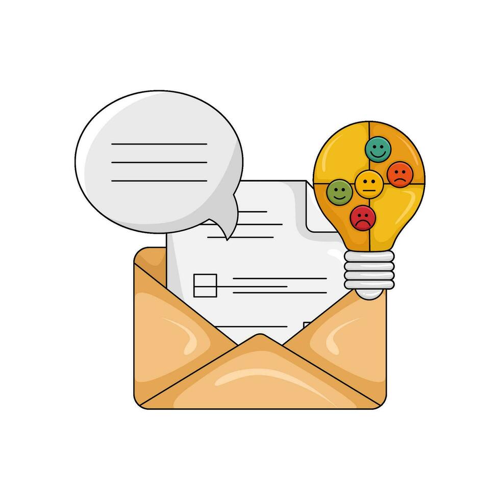 correo, habla burbuja con lámpara idea ilustración vector