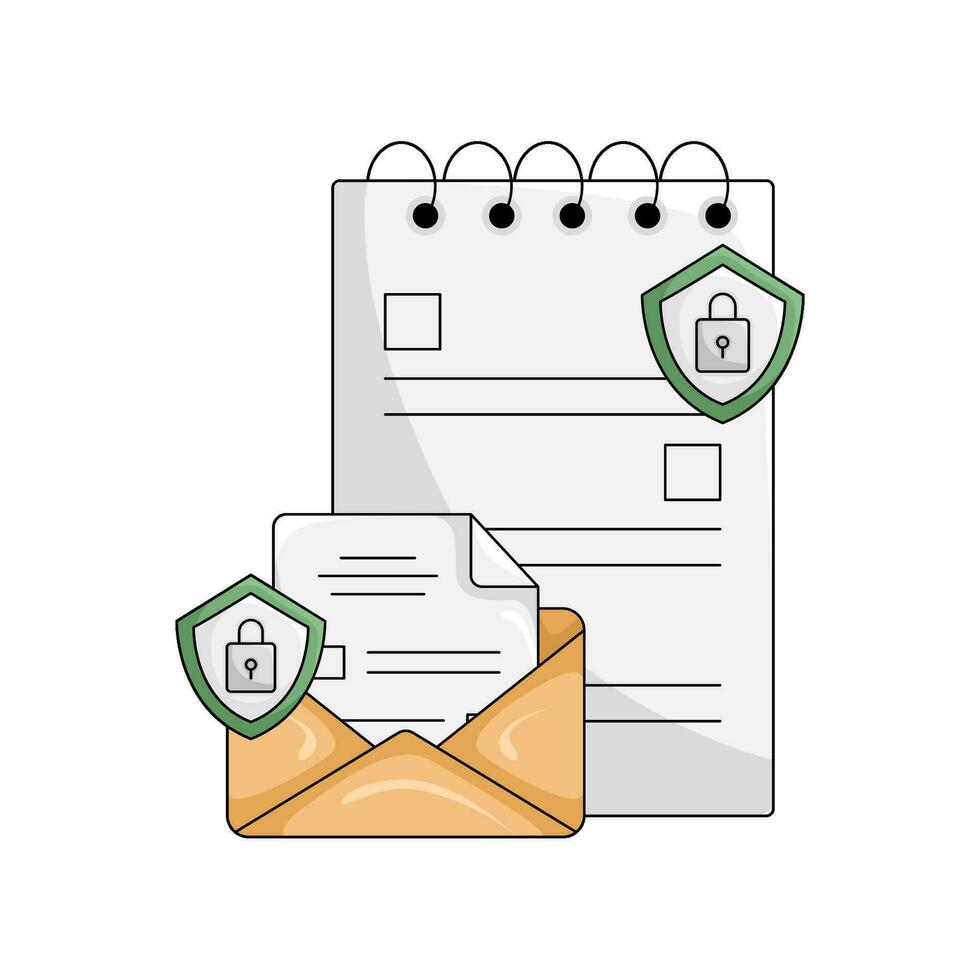 correo, proteccion con archivo ilustración vector