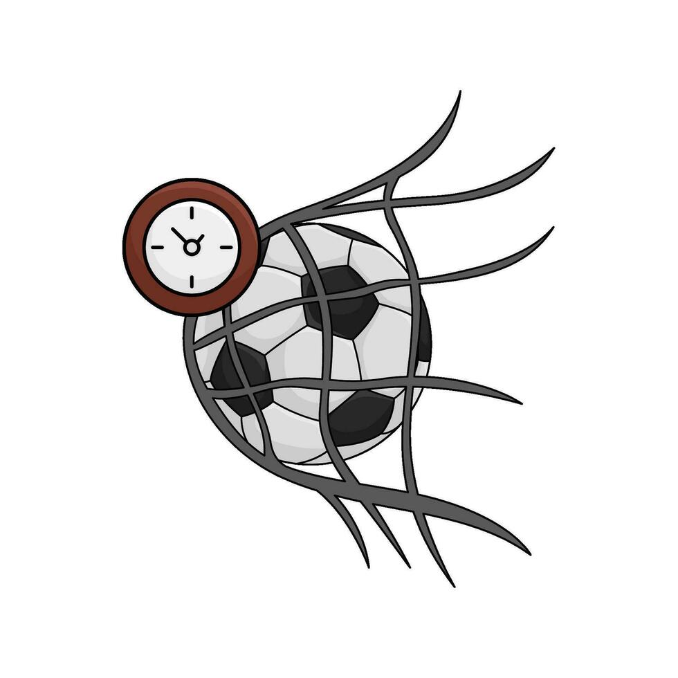 fútbol pelota en objetivo con reloj hora ilustración vector