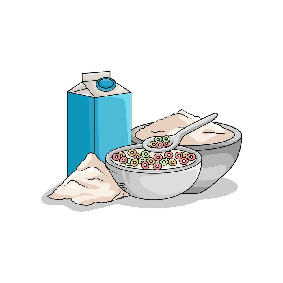 wheat powder, milk with cereal illustration vector