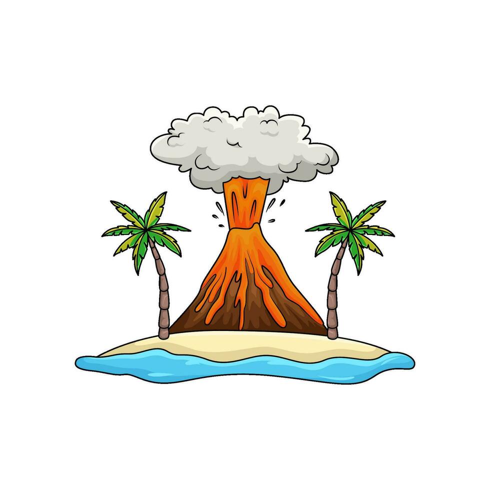 erupción en playa ilustración vector