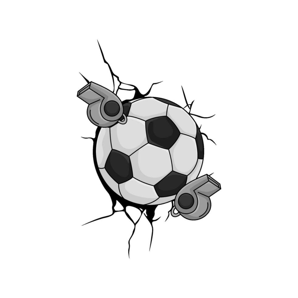 soccer ball with whistle illustration vector