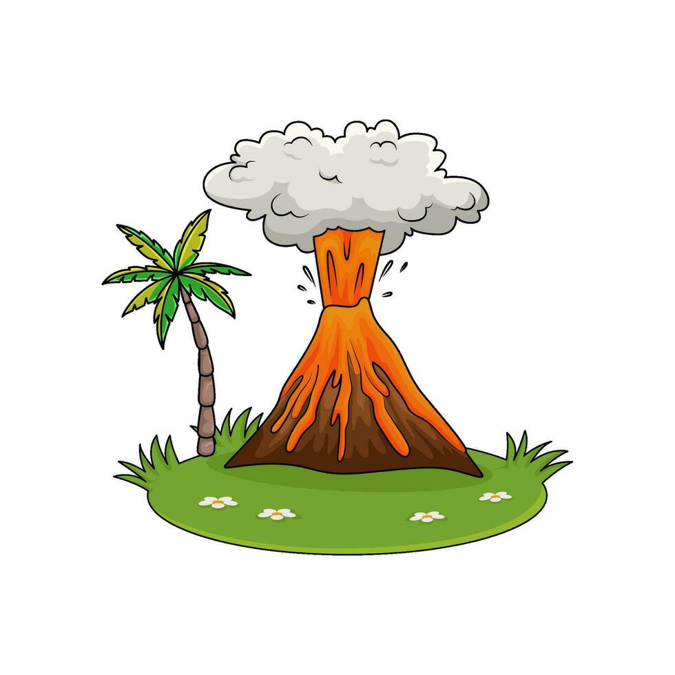 erupción en bosque ilustración vector