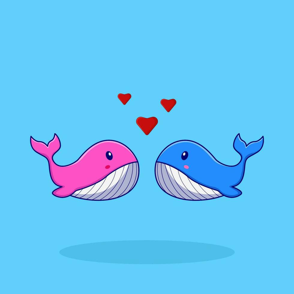 whale relationship with love in swimming pool illustration vector