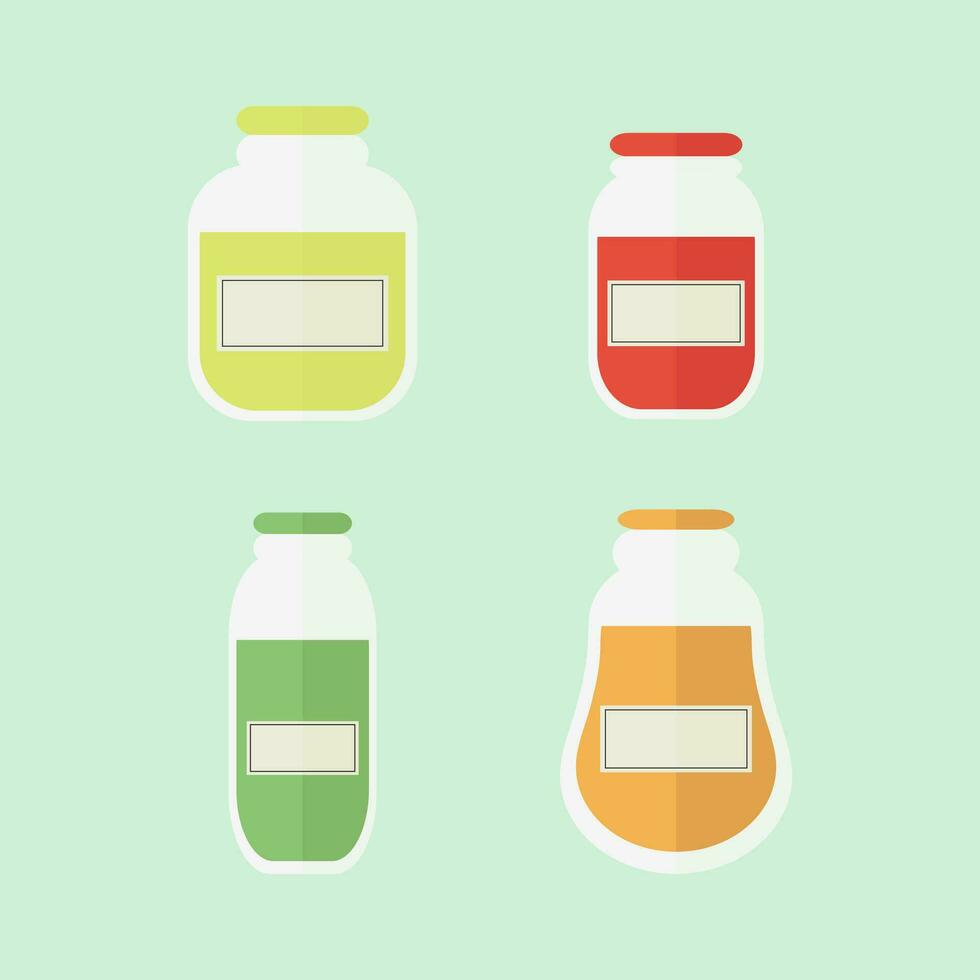 Jars of jam and juice illustrations or icons vector