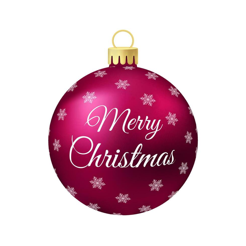 Pink Christmas tree toy or ball Volumetric and realistic color illustration vector