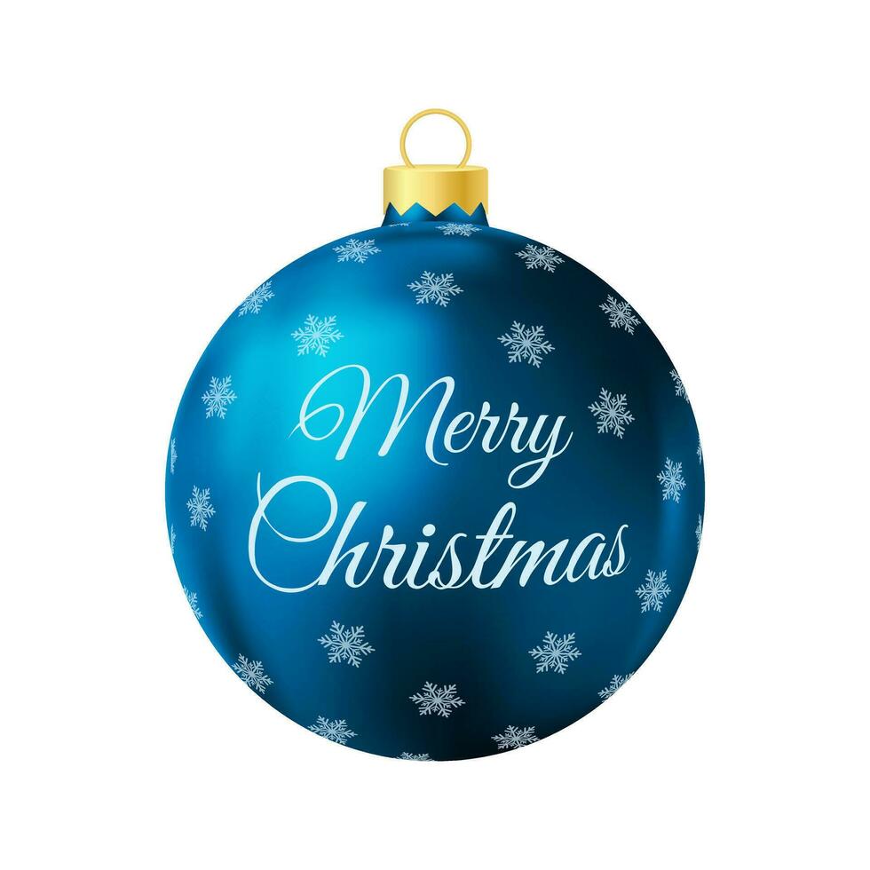 Blue Christmas tree toy Realistic color illustration vector