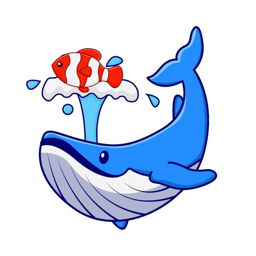 whale with fish  illustration vector