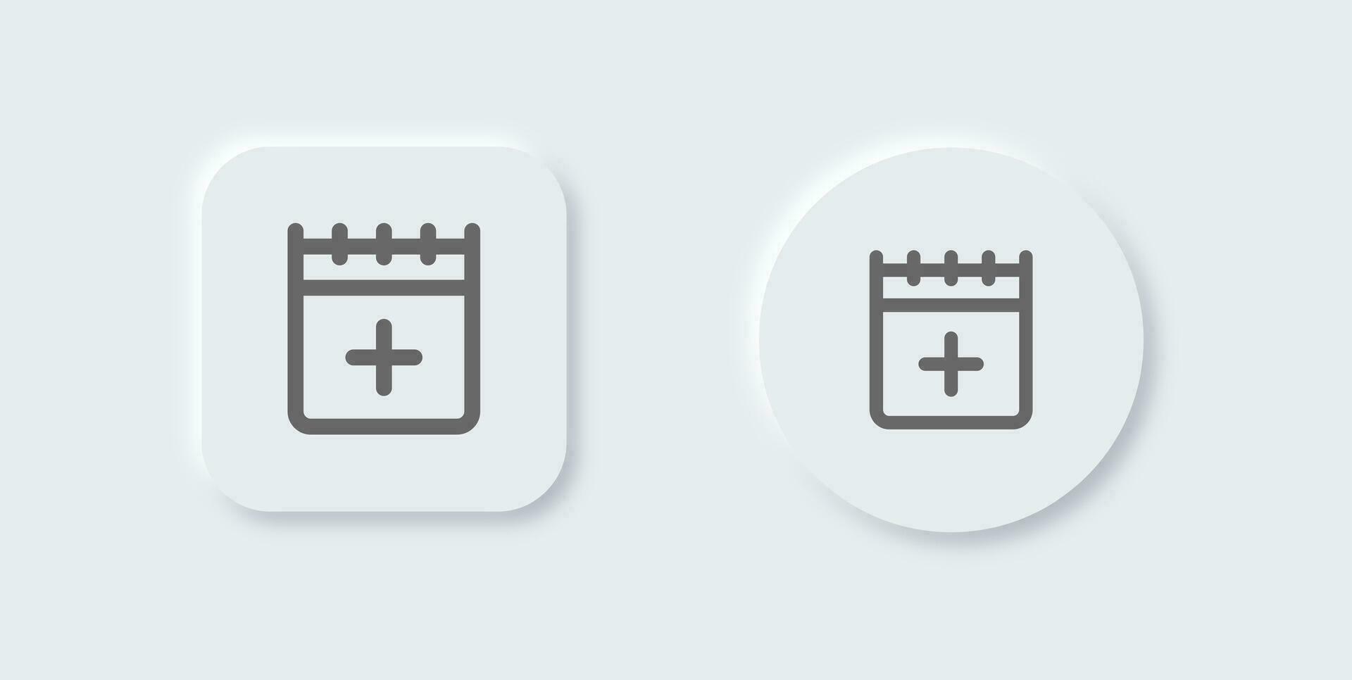 Add event line icon in neomorphic design style. Schedule signs vector illustration.