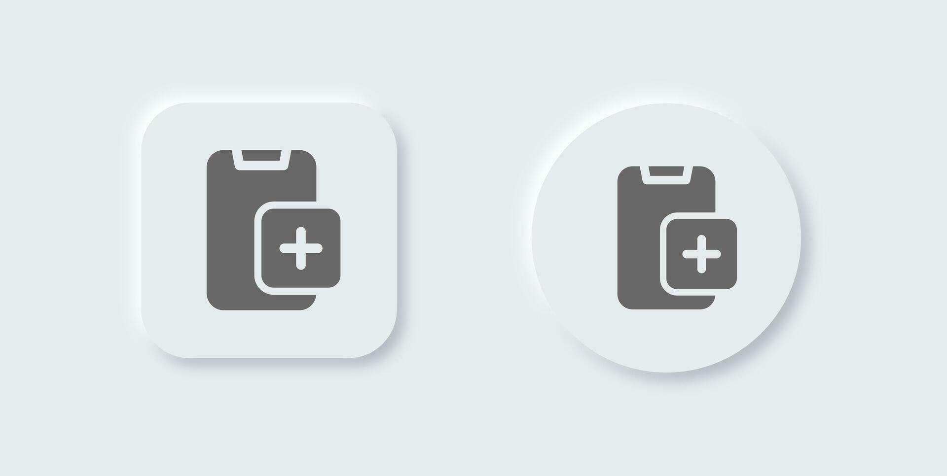 Add device solid icon in neomorphic design style. Phone signs vector illustration.