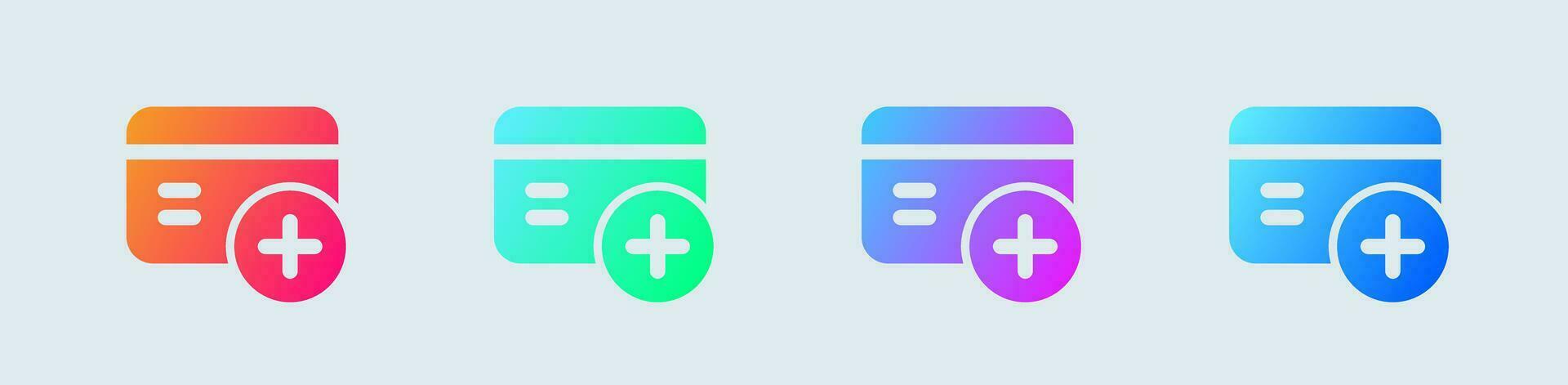 Add card solid icon in gradient colors. Payment signs vector illustration.