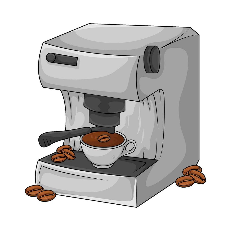 café bebida en café fabricante ilustración vector