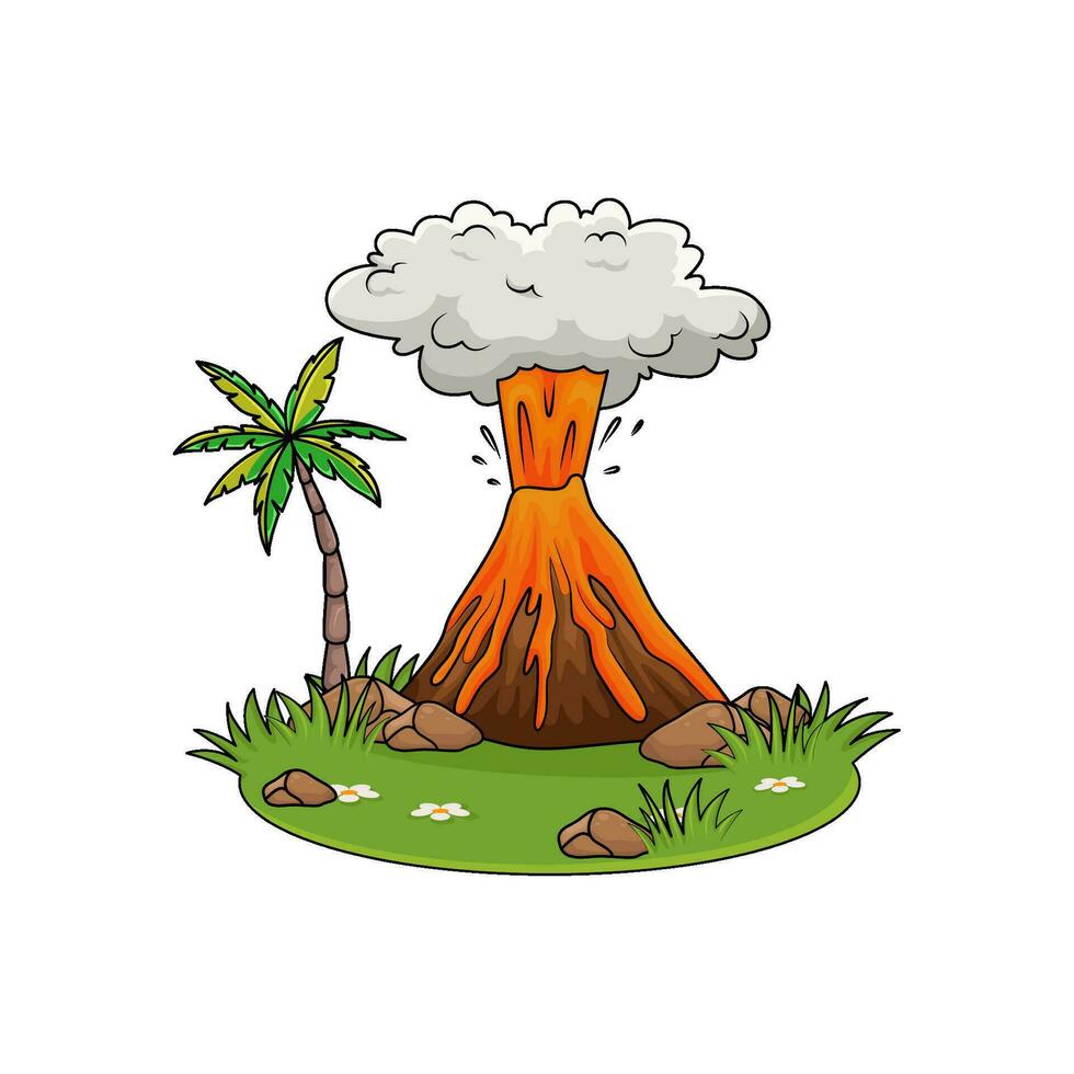 erupción en bosque ilustración vector