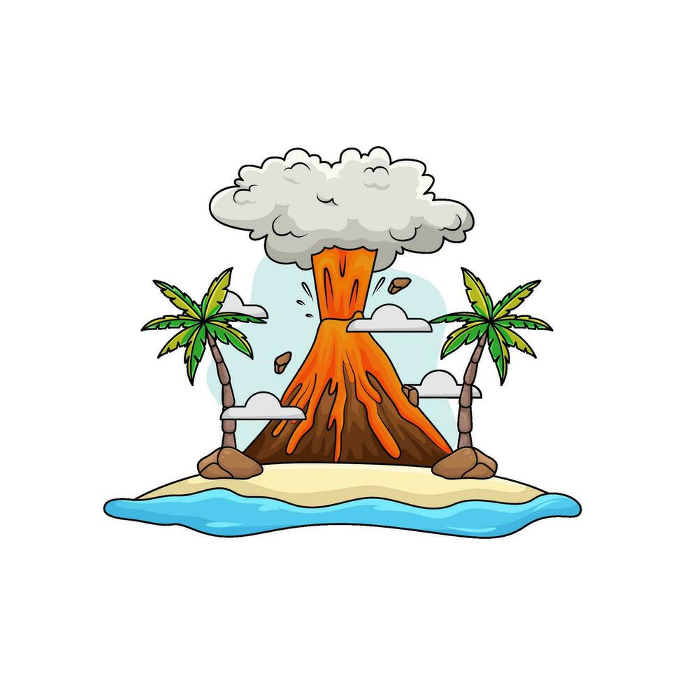 erupción en playa ilustración vector