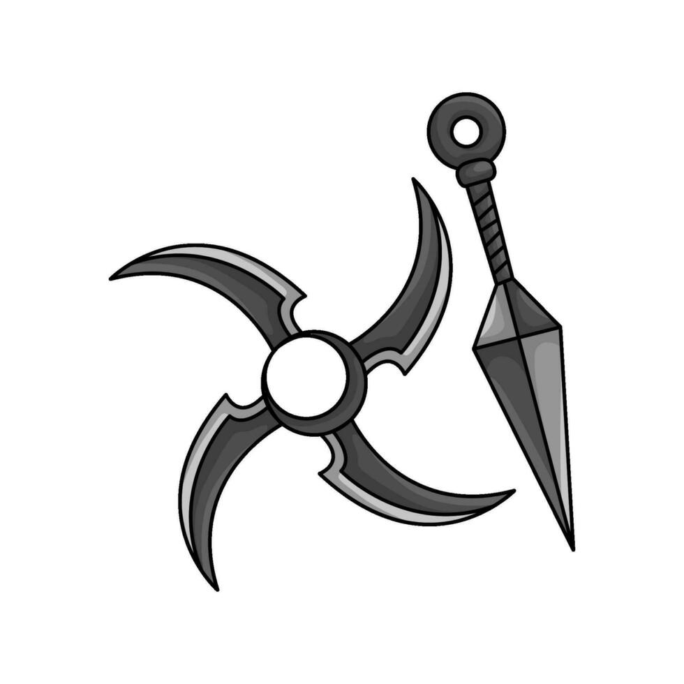 kunai with shuriken illustration vector
