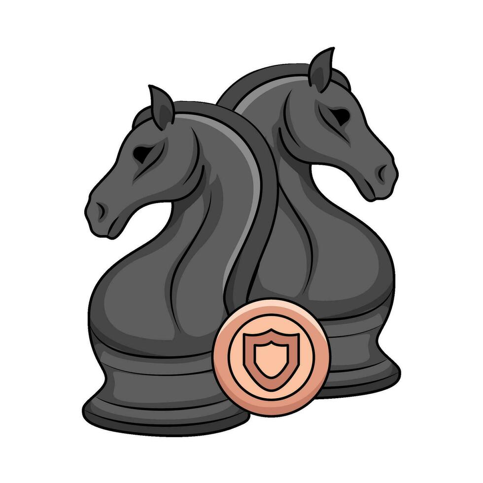 chess knight with shield illustration vector