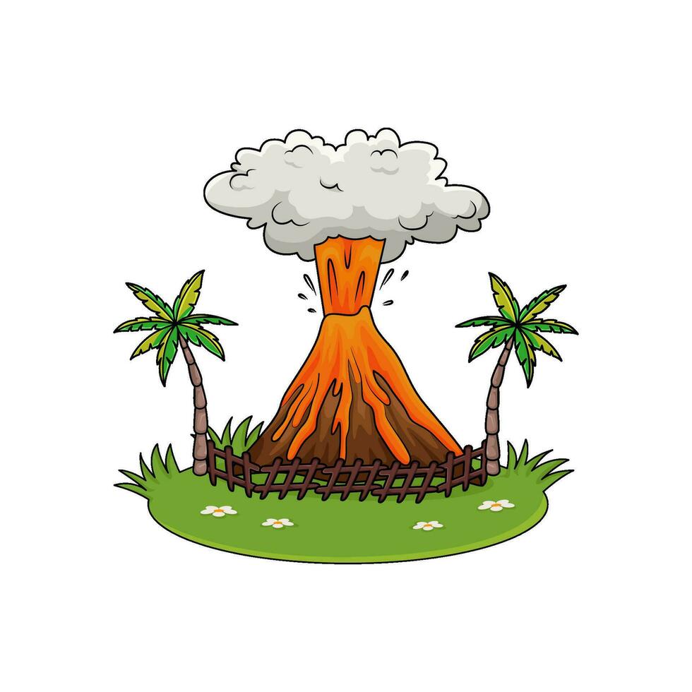 eruption in forest illustration vector