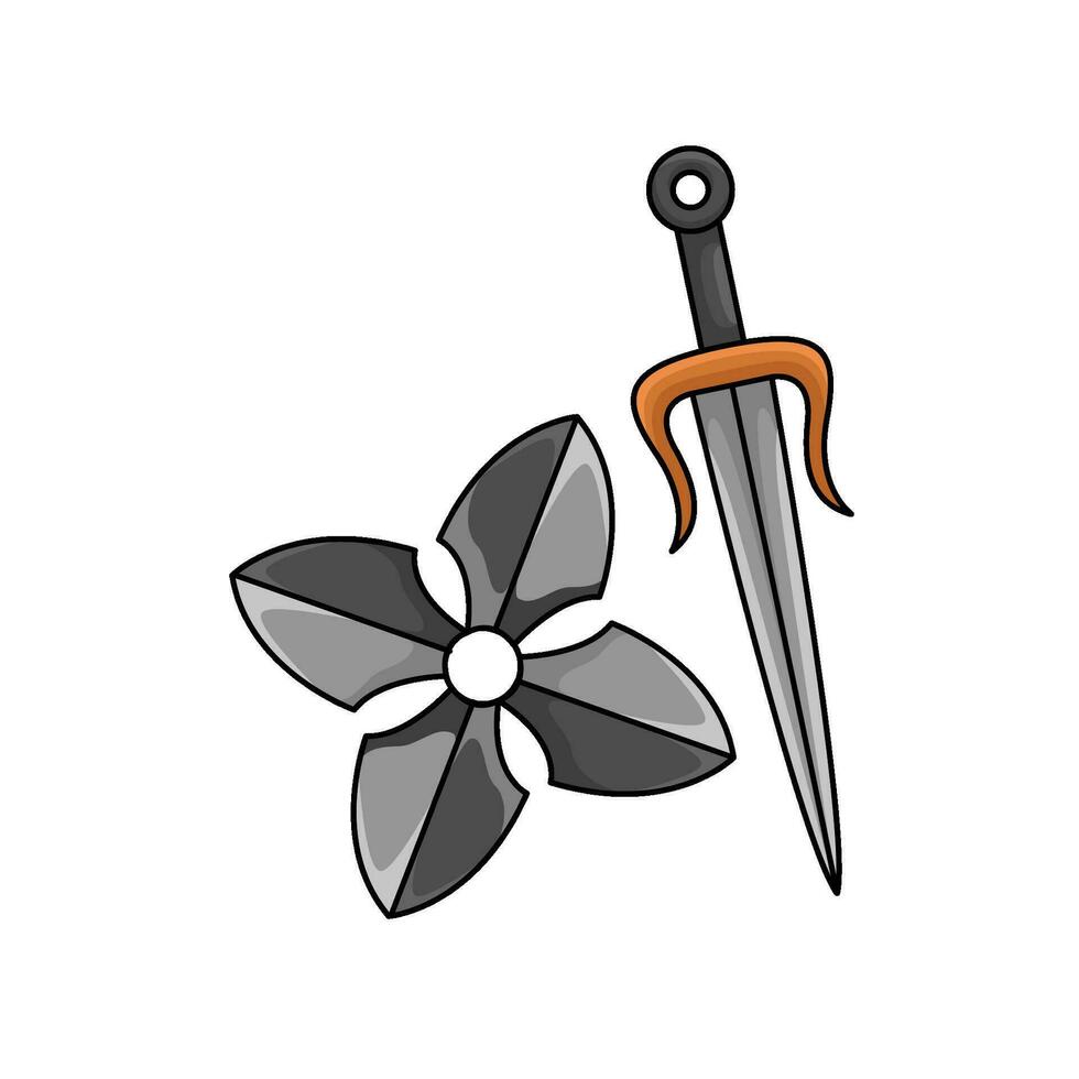 sword with shuriken illustration vector
