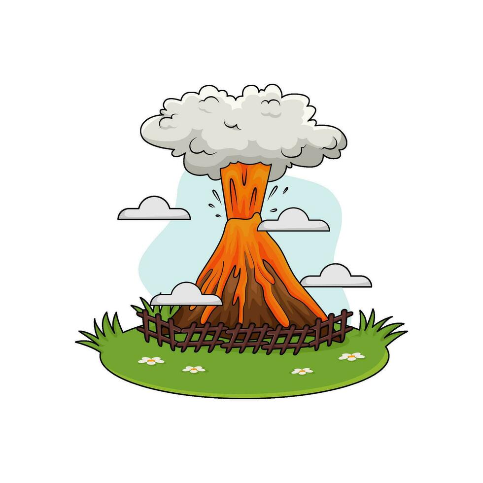 erupción en bosque ilustración vector